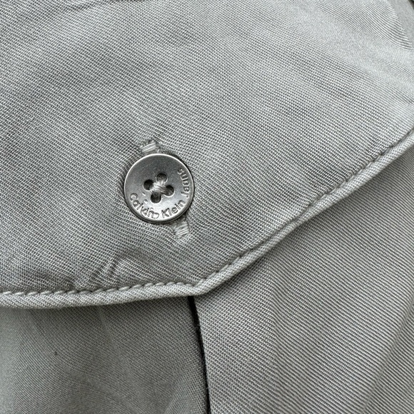 Calvin Klein Utility Roll Tab Sleeve Button Down Blouse - Tarragon Green - Picture 11 of 16